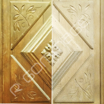 Aérogommage porte enfilade avec moulures avant-après