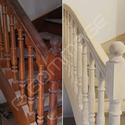 Décapage escalier en chêne Rennes avant-après