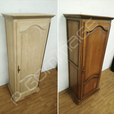 Aérogommage bonnetière en chêne massif Rennes avant-après