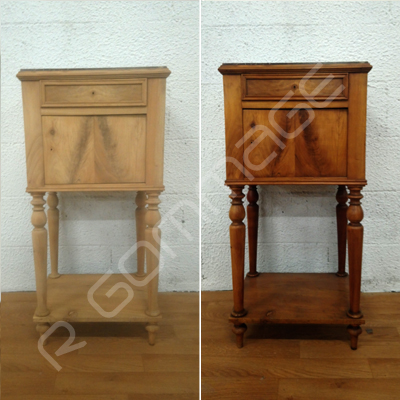 Décapage chevet cirée‚ avant-après