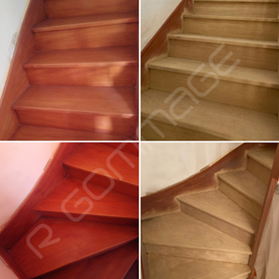 Aérogommage escalier avant-après