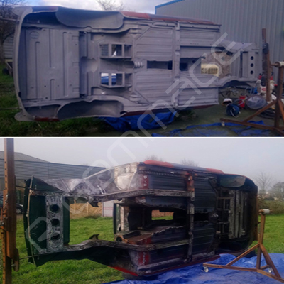 Aérogommage carrosserie châssis automobile Rennes avant-après