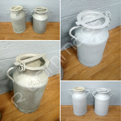 Aérogommage pots à lait en aluminium Rennes avant-après